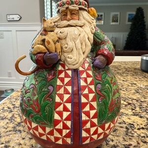 Enesco Jim Shore Roly Poly Santa Figurine with Cat -